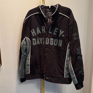 Harley-Davidson Black and Green varsity Jacket EUC 2XL